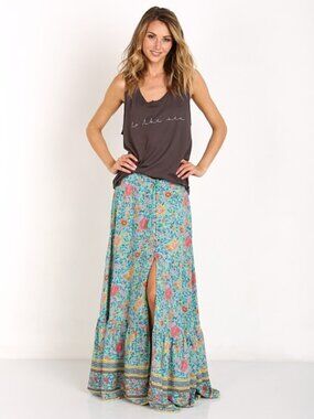 Spell and the Gypsy Collective Original Folktown Turquoise Maxi Skirt, M, EUC